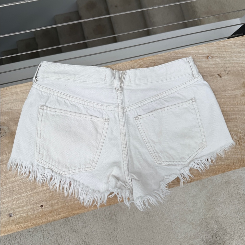 Free People Loving Good Vibrations White Cutoff Denim Shorts Boho | Size 25 - Picture 5 of 9